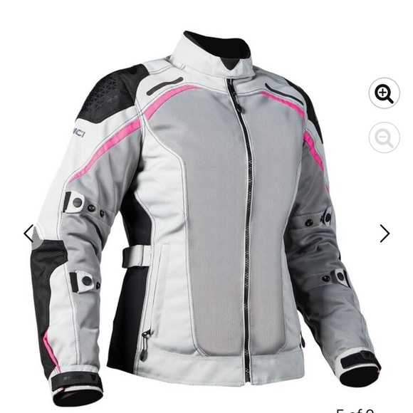 Women's Gray and Pink Sedici Motorcycle Jacket - Picture 6 of 6